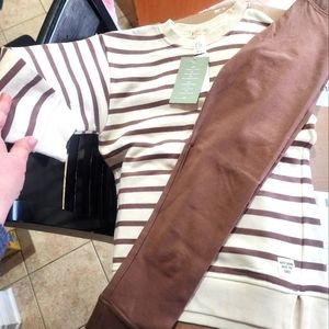 NWT H&M Brown & cream striped sweatshirt set